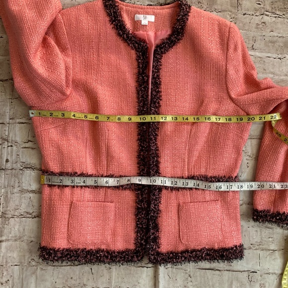 NWOT apt.9 Pink Tweed Jacket with black Trim detailed sleeve size 14 - Picture 6 of 16